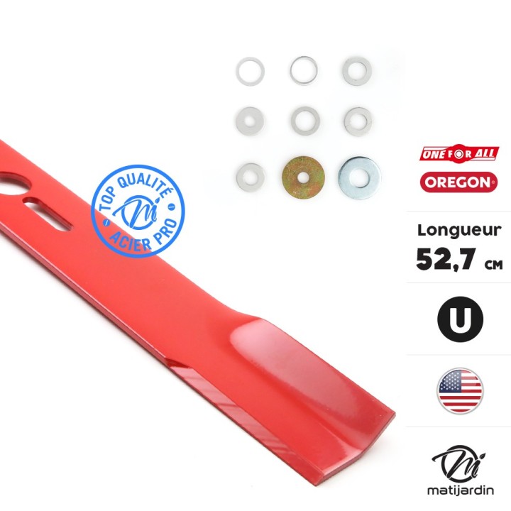 Lame tondeuse universelle Oregon droite. Coupe 52,7 cm