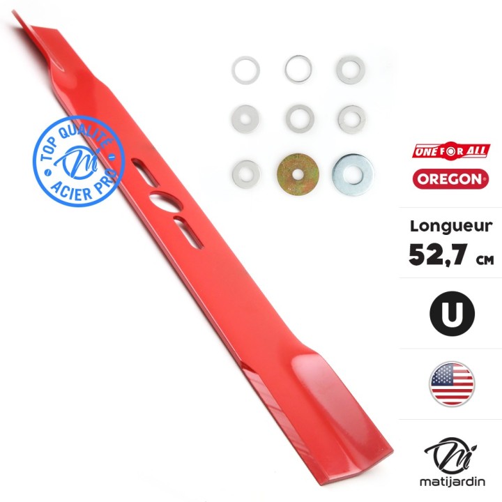 Lame tondeuse universelle Oregon droite. Coupe 52,7 cm
