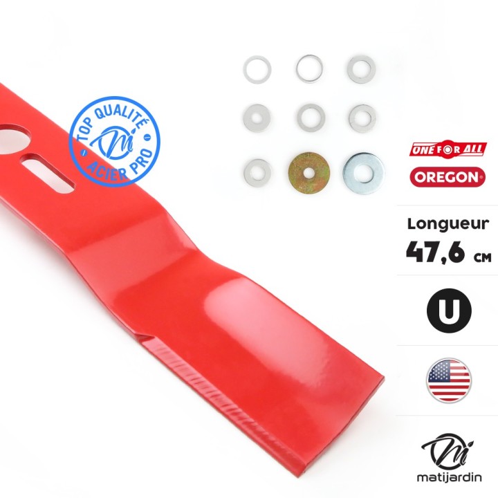 Lame tondeuse universelle Oregon galbée. Coupe 47,6 cm