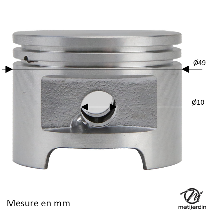 Cylindre piston adaptable pour tronçonneuse Stihl MS390. Diamètre 49 mm