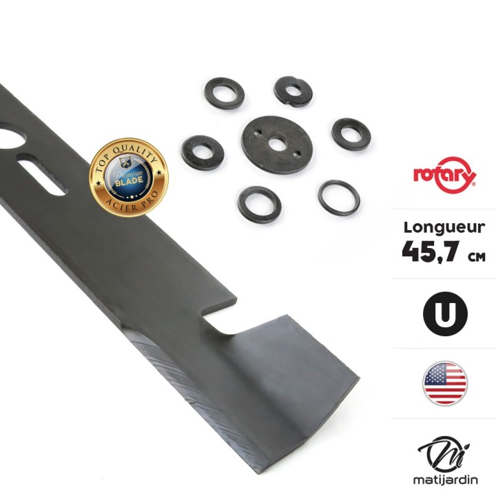 Lame tondeuse universelle soufflante Rotary Premium. Coupe 45,7 cm