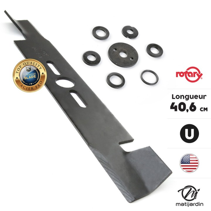 Lame tondeuse universelle soufflante Rotary Premium. Coupe 40,6 cm