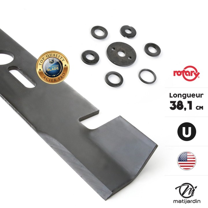 Lame tondeuse universelle soufflante Rotary Premium. Coupe 38,1 cm
