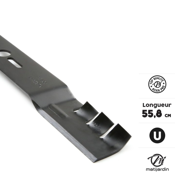 Lame tondeuse universelle mulching galbée 1er prix. Coupe 55,8 cm