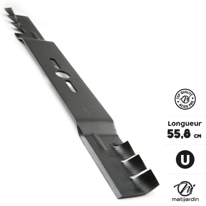 Lame tondeuse universelle mulching galbée 1er prix. Coupe 55,8 cm