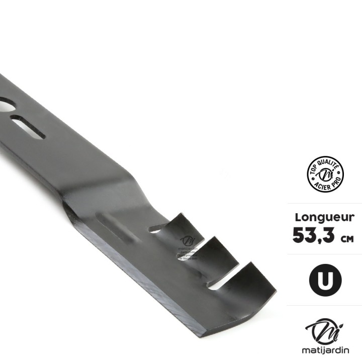 Lame tondeuse universelle mulching galbée 1er prix. Coupe 53,3 cm