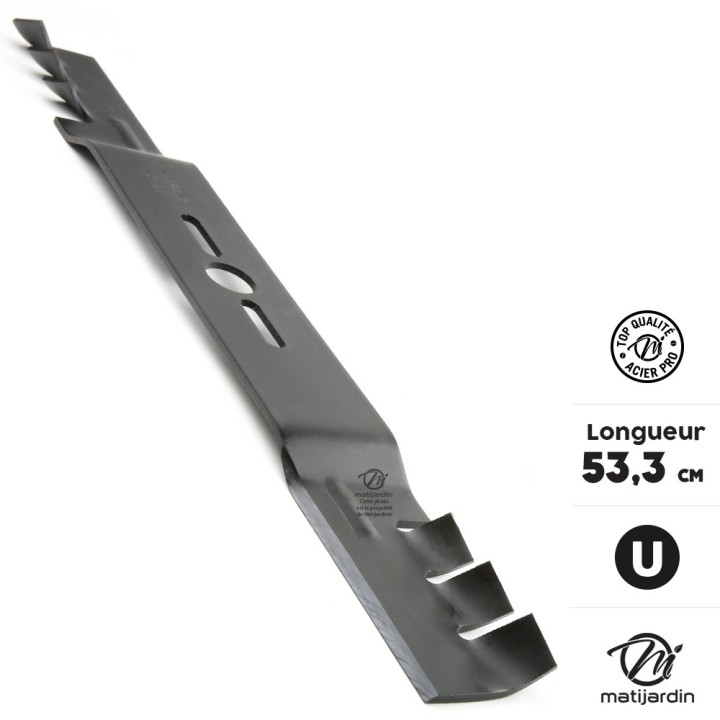 Lame tondeuse universelle mulching galbée 1er prix. Coupe 53,3 cm