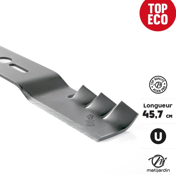 Lame tondeuse universelle mulching galbée 1er prix. Coupe 45,7 cm