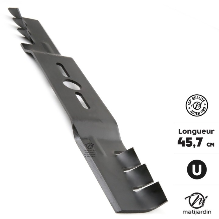 Lame tondeuse universelle mulching galbée 1er prix. Coupe 45,7 cm