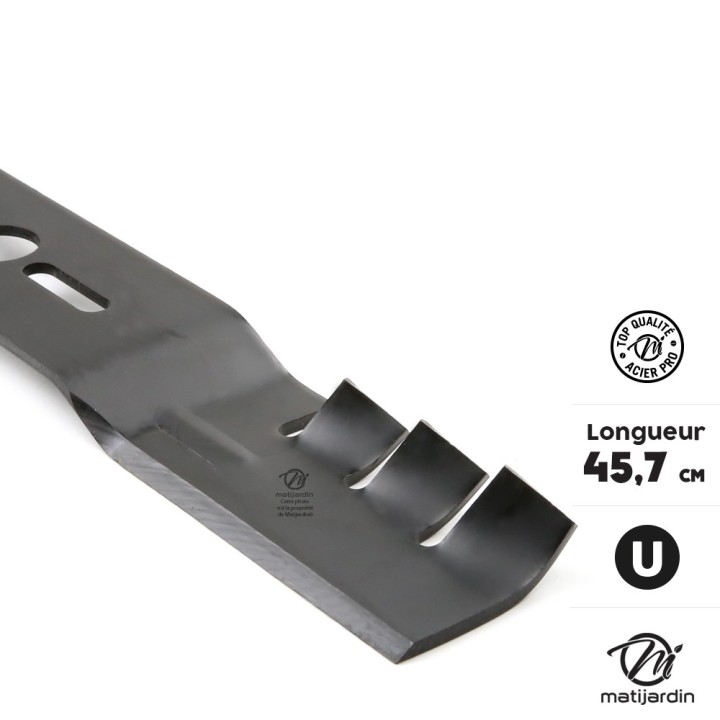 Lame tondeuse universelle mulching galbée 1er prix. Coupe 45,7 cm
