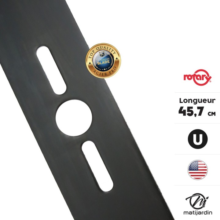 Lame tondeuse universelle mulching galbée Rotary Premium 45,7 cm