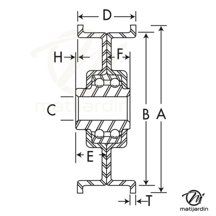 Poulie gorge plate acier sur roulement. Ø 76 mm. Diamètre rebord 81 mm