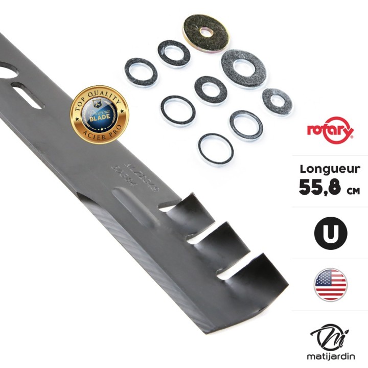 Lame tondeuse universelle mulching Rotary Premium. Coupe 55,8 cm