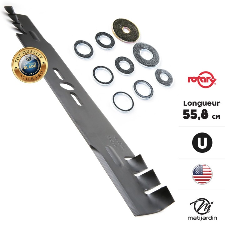 Lame tondeuse universelle mulching Rotary Premium. Coupe 55,8 cm