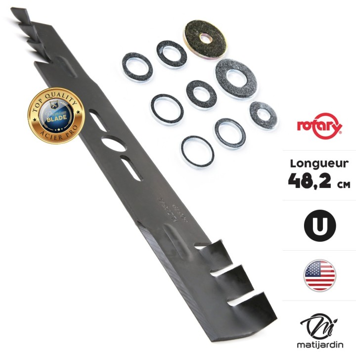 Lame tondeuse universelle mulching Rotary Premium. Coupe 48,2 cm