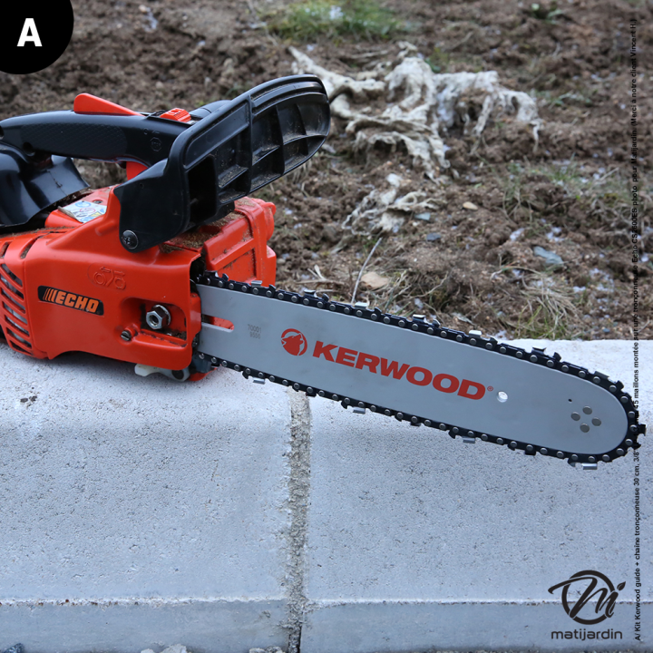 Kit Kerwood guide + chaîne tronçonneuse 30 cm, 3/8"LP 1,3 mm. 45 maillons