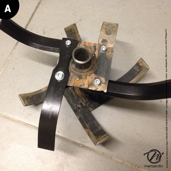 Outils, couteaux de fraise pour Agria N° 1250-254, 25498, 1250-257 97, 25497