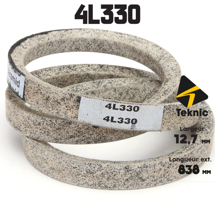 Courroie tondeuse Teknic 4L33 Kevlar Trapézoïdale - 12,7 mm x 838 mm