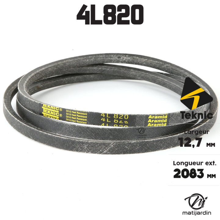 Courroie tondeuse Teknic 4L82 Kevlar Trapézoïdale - 12,7 mm x 2083 mm