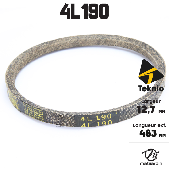 Courroie tondeuse Teknic 4L19 Kevlar Trapézoïdale - 12,7 mm x 483 mm