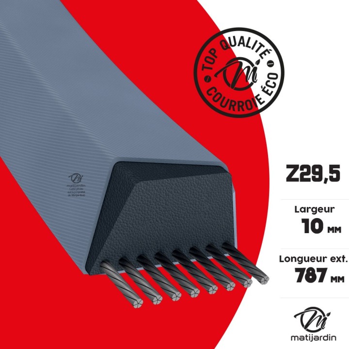 Courroie tondeuse Z29,5 Trapézoïdale prix éco, 10 mm x 787 mm