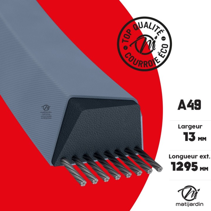 Courroie tondeuse A49 prix éco Trapézoïdale - 13 mm x 1295 mm