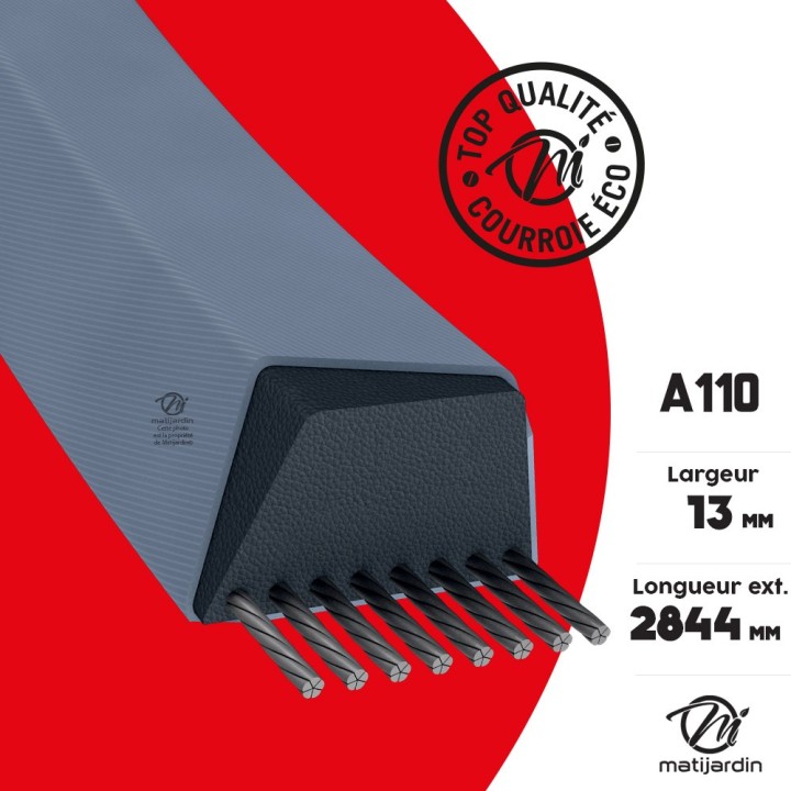 Courroie tondeuse A110 prix éco, Trapézoïdale - 13 mm x 2844 mm