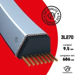 Courroie tondeuse 3L270 prix éco, Kevlar Trapézoïdale - 9,5 mm x 686 mm