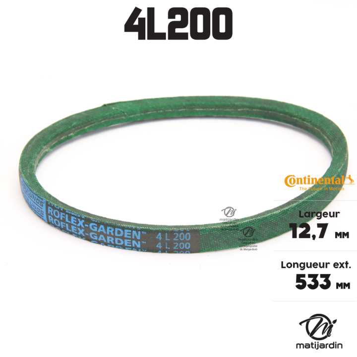 Courroie tondeuse 4L200 Continental Kevlar - 12,7 x 7,2 x 508  mm