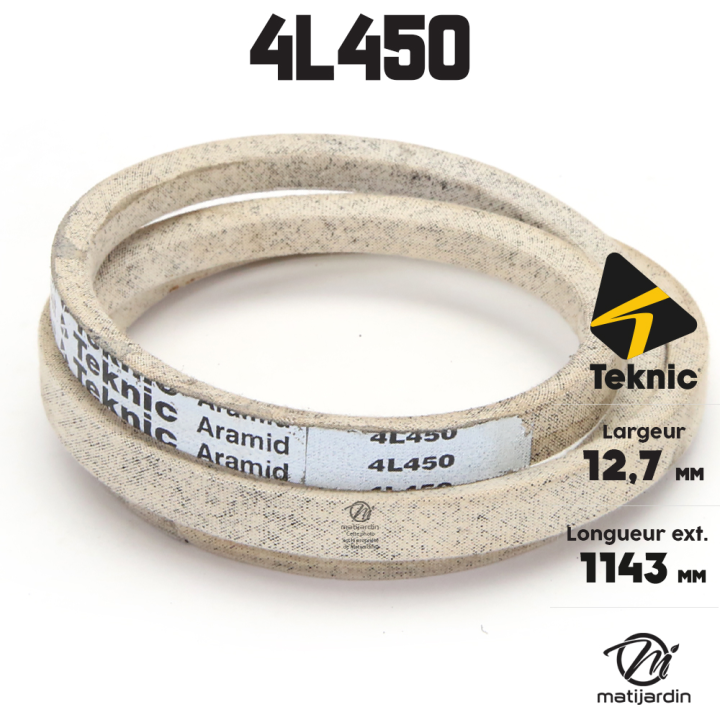 Courroie tondeuse Teknic 4L45 Kevlar Trapézoïdale - 12,7 mm x 1143 mm