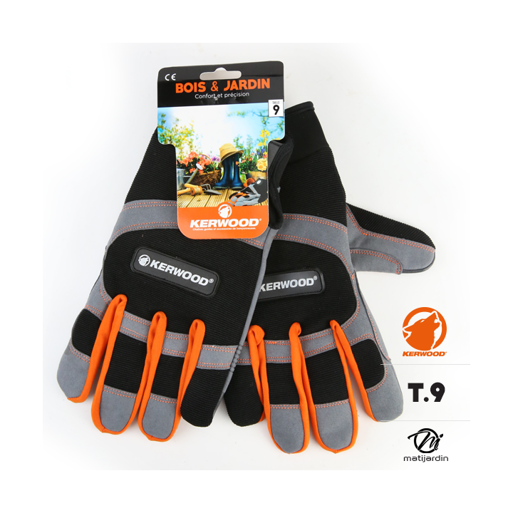 Gants gris. Bois et Jardin. Taille 9. Kerwood
