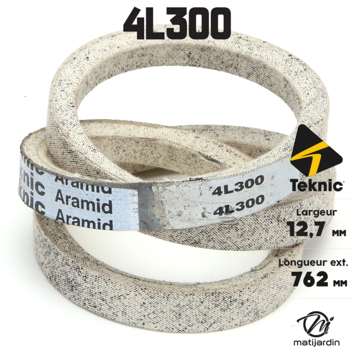 Courroie tondeuse Teknic 4L30 Kevlar Trapézoïdale - 12,7 mm x 762 mm