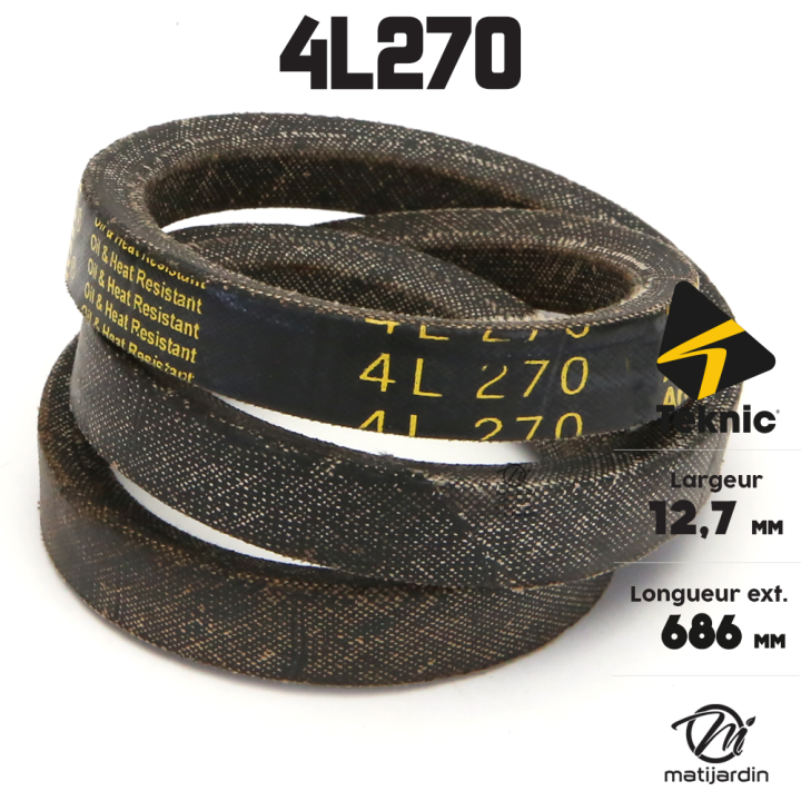 Courroie tondeuse Teknic 4L27 Kevlar Trapézoïdale - 12,7 mm x 686 mm