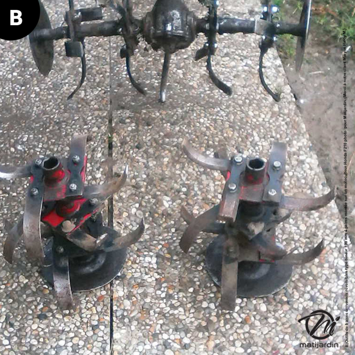 Outils, couteaux de fraises universels réversibles. Type bineur. Longueur : 190 mm