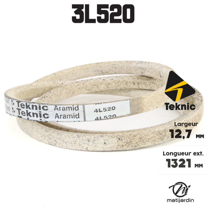 Courroie tondeuse Teknic 4L52 Kevlar Trapézoïdale - 12,7 mm x 1321 mm