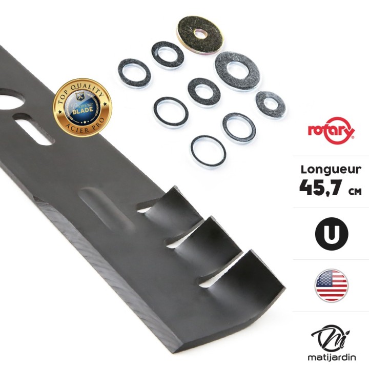 Lame tondeuse universelle mulching Rotary Premium. Coupe 45,7 cm
