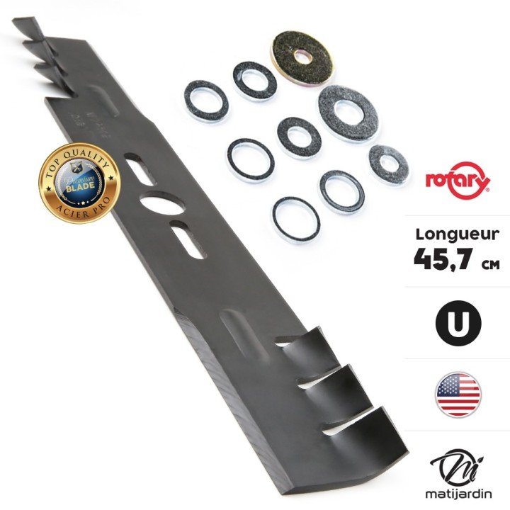 Lame tondeuse universelle mulching Rotary Premium. Coupe 45,7 cm