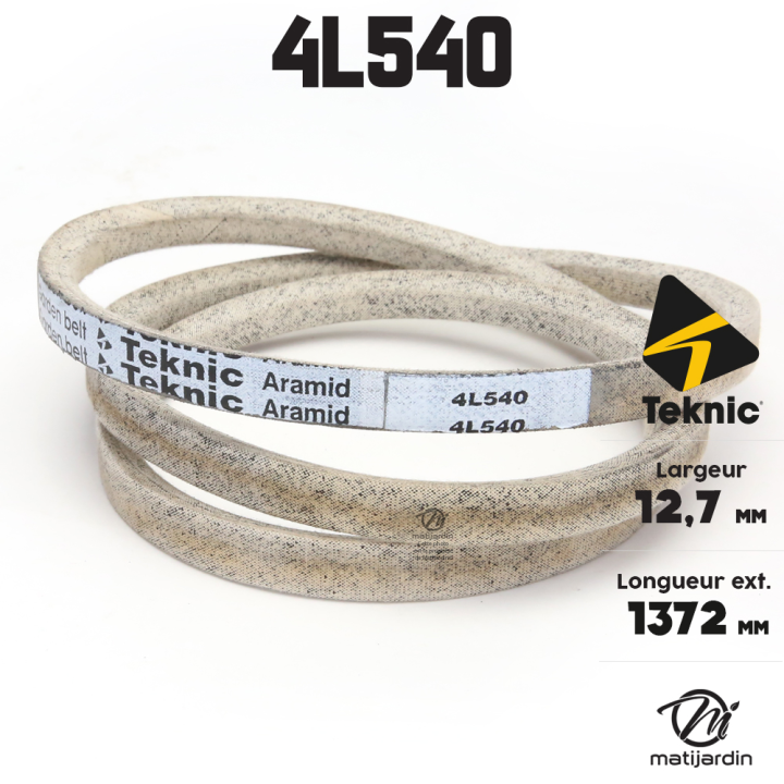 Courroie tondeuse Teknic 4L54 Kevlar Trapézoïdale - 12,7 mm x 1372 mm