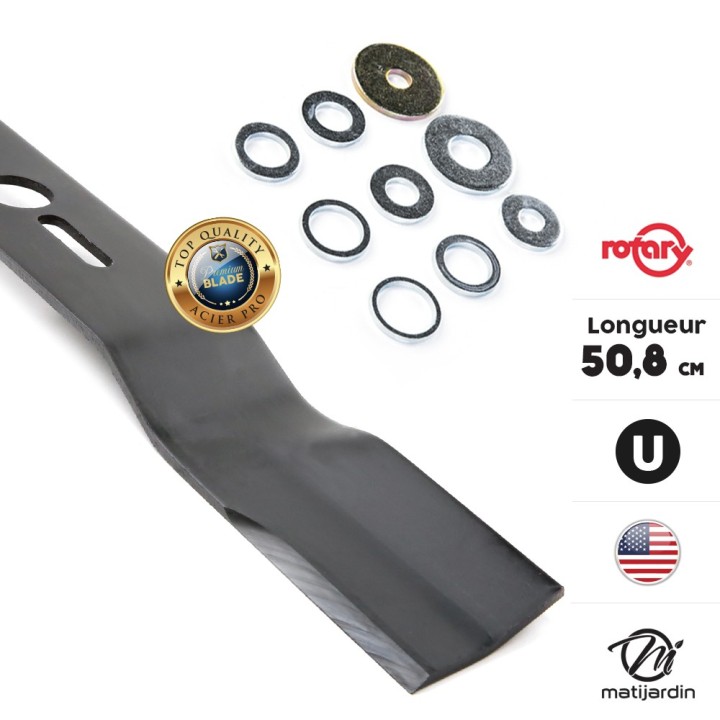 Lame tondeuse universelle galbée Rotary Premium. Coupe 50,8 cm