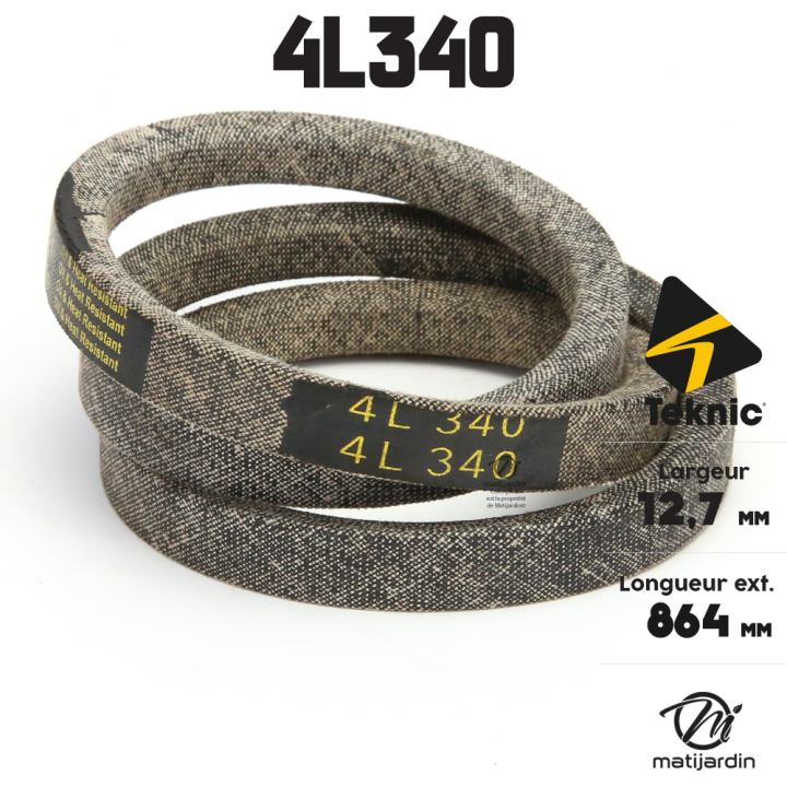 Courroie tondeuse Teknic 4L34 Kevlar Trapézoïdale - 12,7 mm x 864 mm
