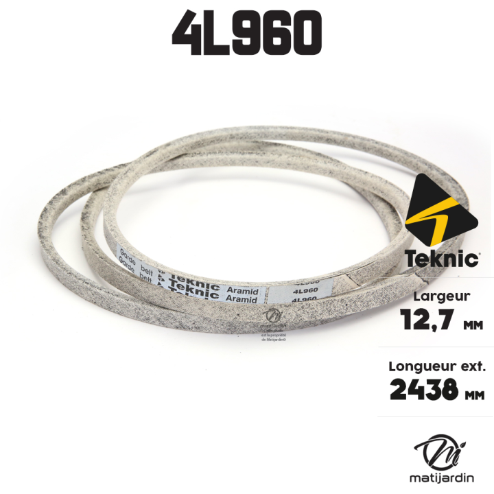 Courroie tondeuse Teknic 4L96 Kevlar Trapézoïdale - 12,7 mm x 2438 mm