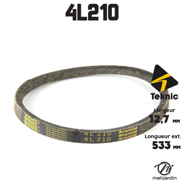 Courroie tondeuse Teknic 4L21 Kevlar Trapézoïdale - 12,7 mm x 533 mm