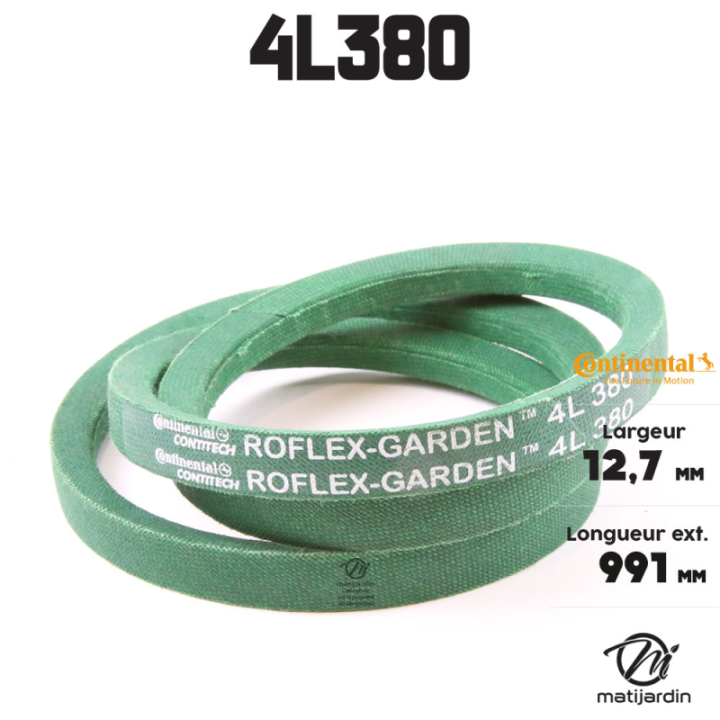 Courroie tondeuse 4L380 Continental Kevlar - 12,7 x 7,2 x 965  mm