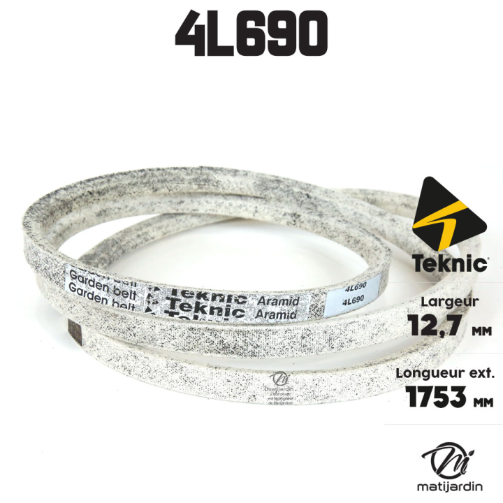 Courroie tondeuse Teknic 4L69 Kevlar Trapézoïdale - 12,7 mm x 1753 mm