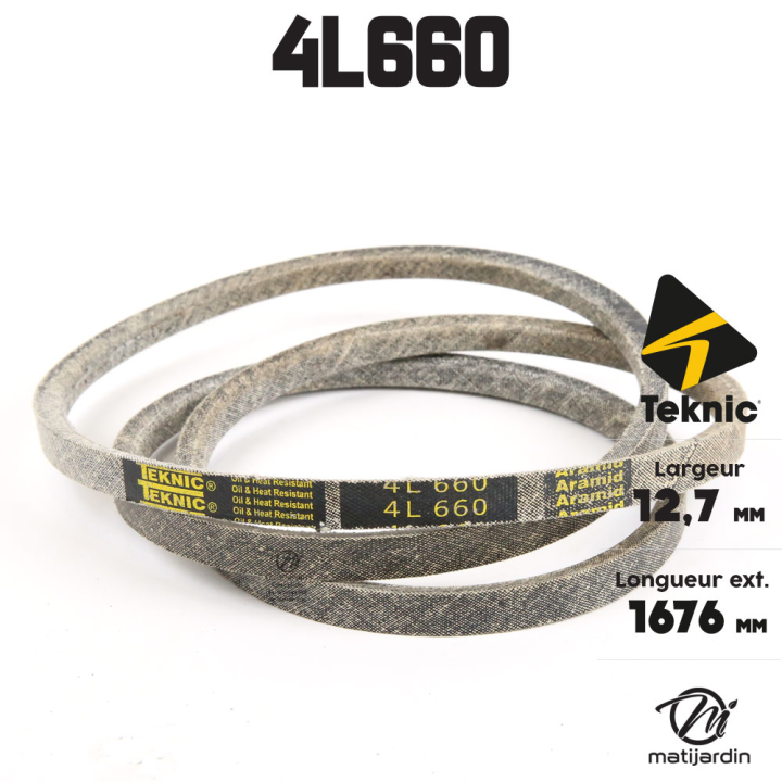 Courroie tondeuse Teknic 4L66 Kevlar Trapézoïdale - 12,7 mm x 1676 mm