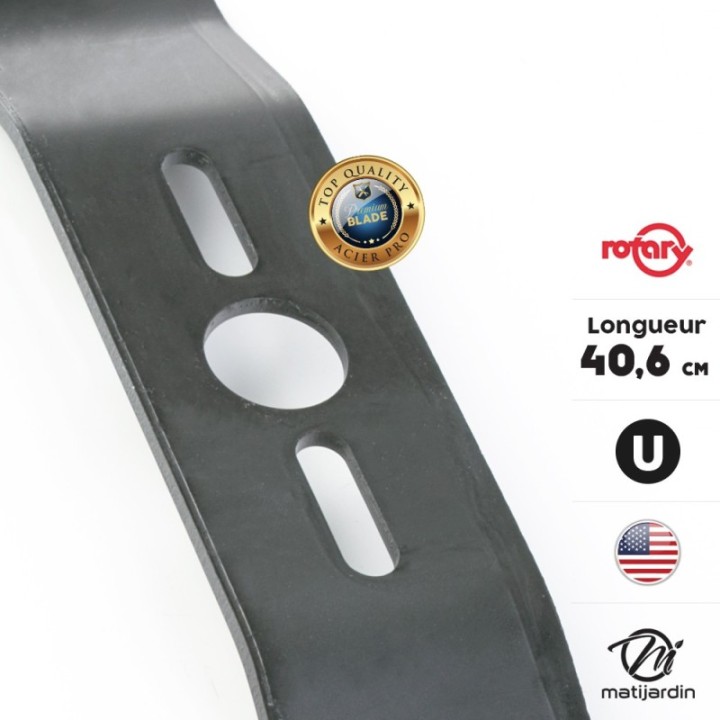 Lame tondeuse universelle galbée Rotary Premium. Coupe 40,6 cm