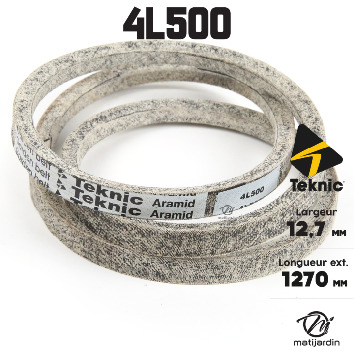 Courroie tondeuse Teknic 4L500 Kevlar Trapézoïdale - 12,7 mm x 1270 mm