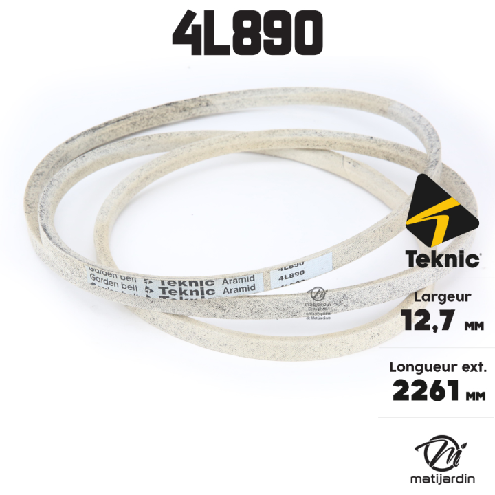 Courroie tondeuse Teknic 4L89 Kevlar Trapézoïdale - 12,7 mm x 2261 mm