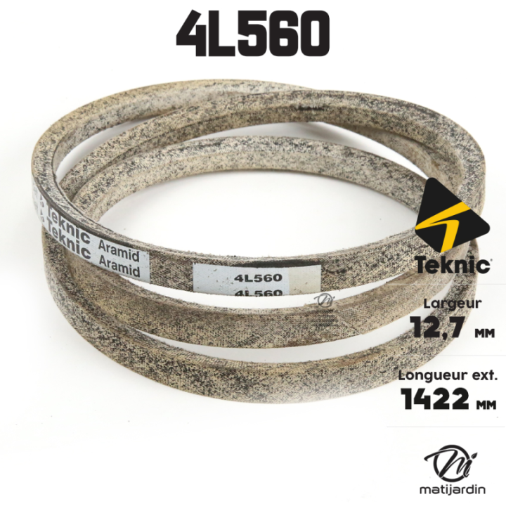 Courroie tondeuse Teknic 4L56 Kevlar Trapézoïdale - 12,7 mm x 1422 mm
