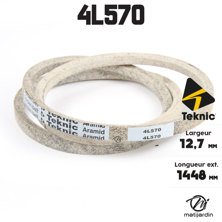 Courroie tondeuse Teknic 4L57 Kevlar Trapézoïdale - 12,7 mm x 1448 mm